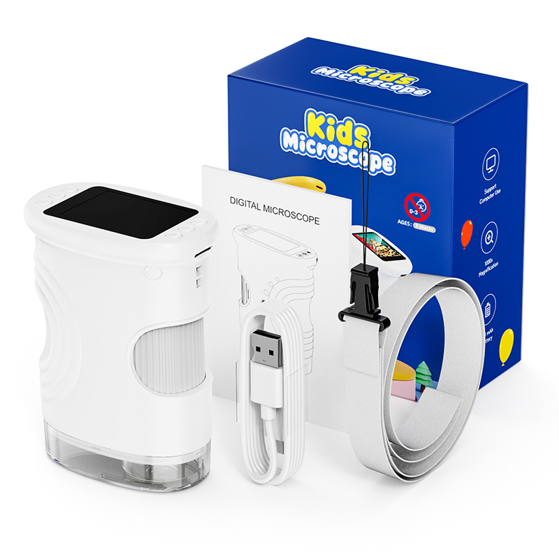 Microscope Kids Science - 子供用顕微鏡 子供用顕微鏡 2インチスクリーン付き 1000倍ズーム ミニハンドヘルド顕微鏡カメラ クリスマス誕生日ギフト