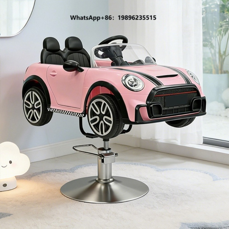 Kids Toys In Wholesale - 卸売ピンク油圧式キッズバーバーサロンおもちゃレーシングカーベビーチェアブースターシート電動美容ヘアサロン女の子用椅子