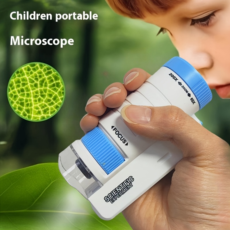 Microscope Kids Science - ハンドヘルド顕微鏡キットポータブル生物科学実験おもちゃホームスクール教育学習顕微鏡セット子供 STEM 科学