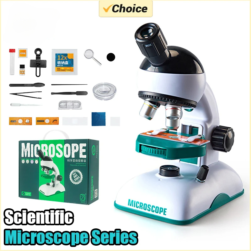 Microscope Kids Science - 1200倍キッズ科学実験HD光学顕微鏡おもちゃキット、光付き教育科学実験、子供向けSTEMおもちゃギフト
