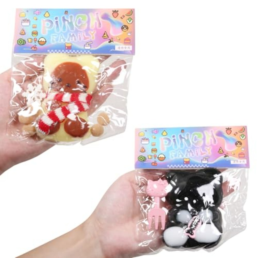 Kids Toys Yellow - ストレス解消用のスクイーズキャットおもちゃ、PVC素材、黒と黄色、子供やティーンエイジャーに適した柔らかいフィジェットノベルティギフト