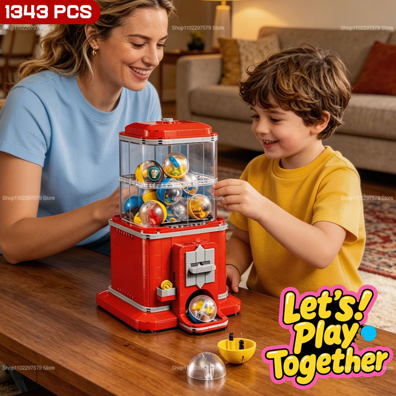 Kids Toys Vending Machine - 1343ピースの自動販売機ビルディングブロックセット、DIYで楽しく操作できるアーケードゲームおもちゃ、子供と大人の誕生日向けの創造的な教育キット