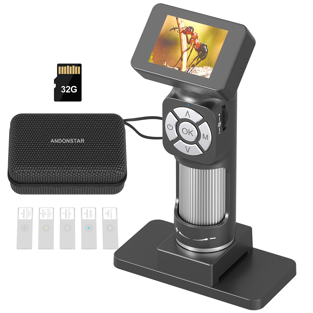 Microscope Kids Science - Andonstar-キッズデジタル顕微鏡、USB、観察、科学教育玩具、ギフト、32gカード、50x-500x、ad112、2 