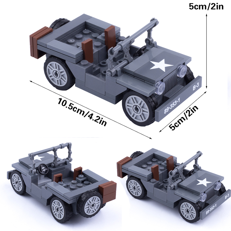 Kids Toys Jeep - おもちゃの軍用フィギュア,ミリタリースアーミー車のビルディングブロック,軍艦,軍隊,武器,軍隊,軍,兵士,ギフトのアイデア,ww2