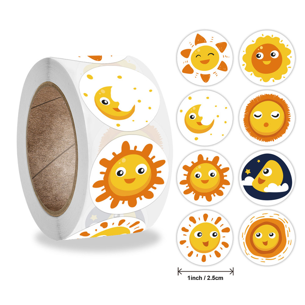 Kids Toys Yellow - 笑顔の子供の報酬ステッカー、黄色のドットラベル、幸せなおもちゃ、50-500個