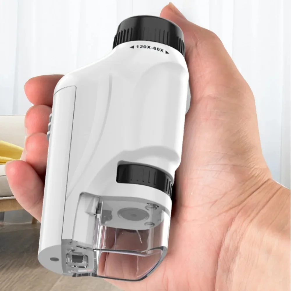 Microscope Kids Science - 顕微鏡 60-120X ラボ用ハンドヘルド顕微鏡 バッテリー駆動の LED ライト付き顕微鏡