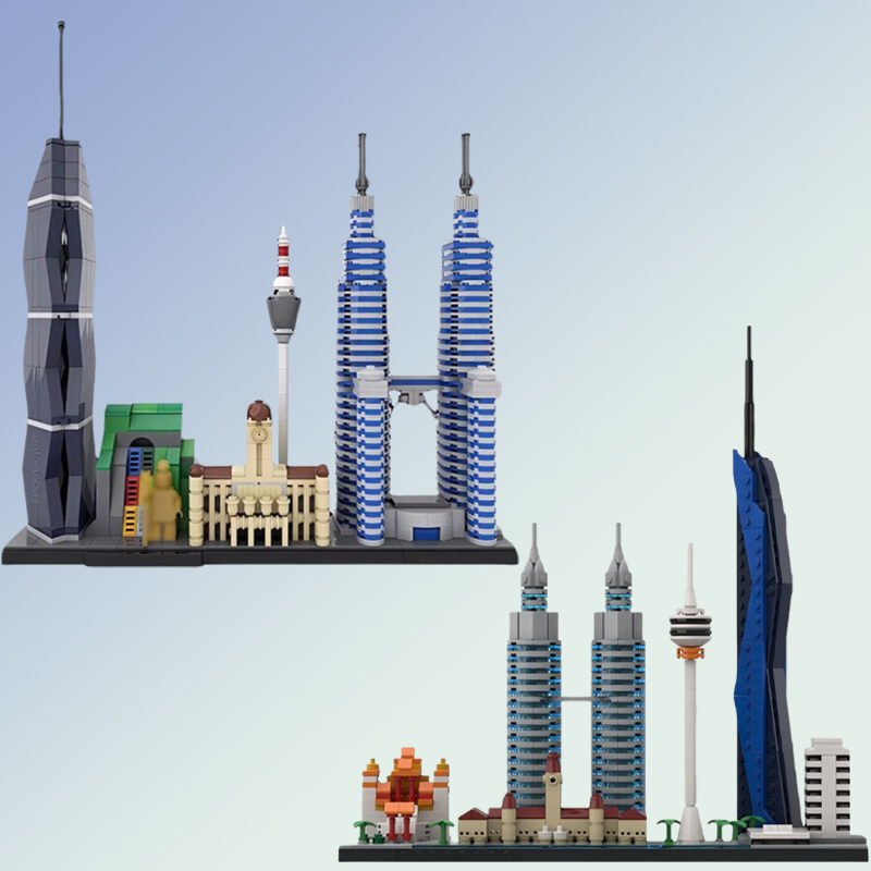 Kids Toys Malaysia - マレーシア都市ランドマーク建築ストリートビュー組み立てブロックMOCクアラルンプールスカイラインモデル子供組み立ておもちゃ誕生日プレゼント