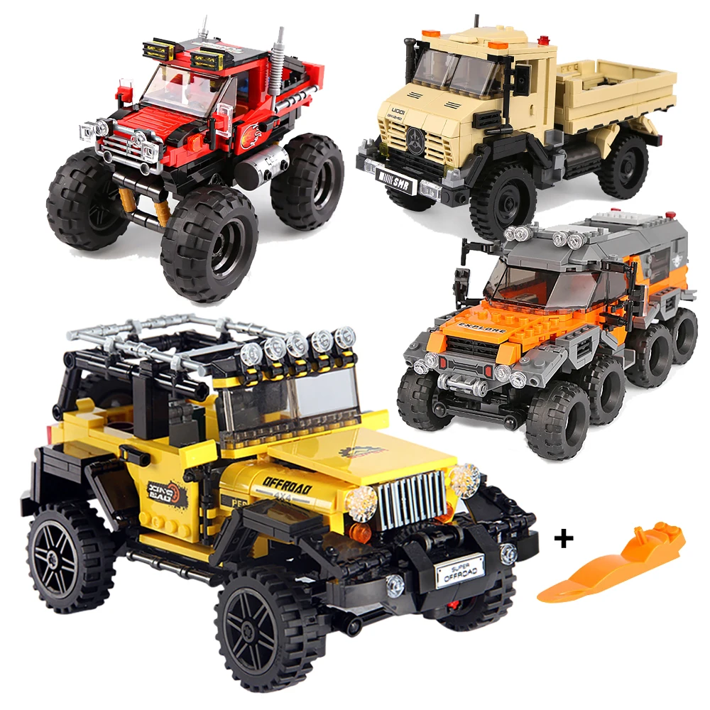 Kids Toys Jeep - DIY 車のトラックビルディングブロックセットおもちゃ自己組立モデルクリエイティブデスクトップ装飾ジープレンガのおもちゃ子供のための教育