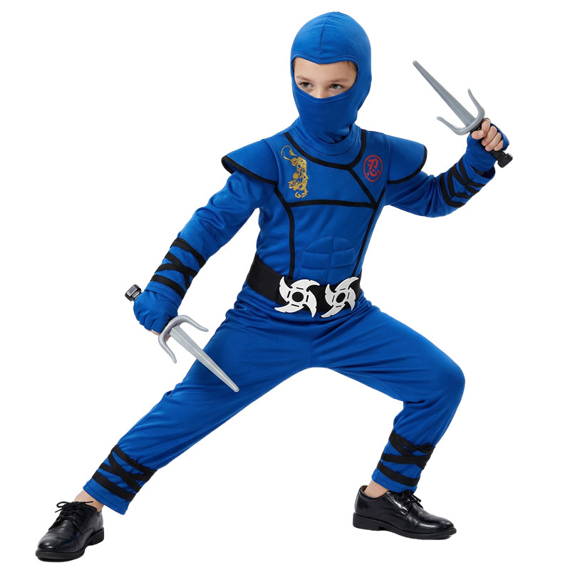 子供用黒と青の忍者コスチューム ハロウィンコスプレパーティー - Kids Toys Japan のレビューと価格