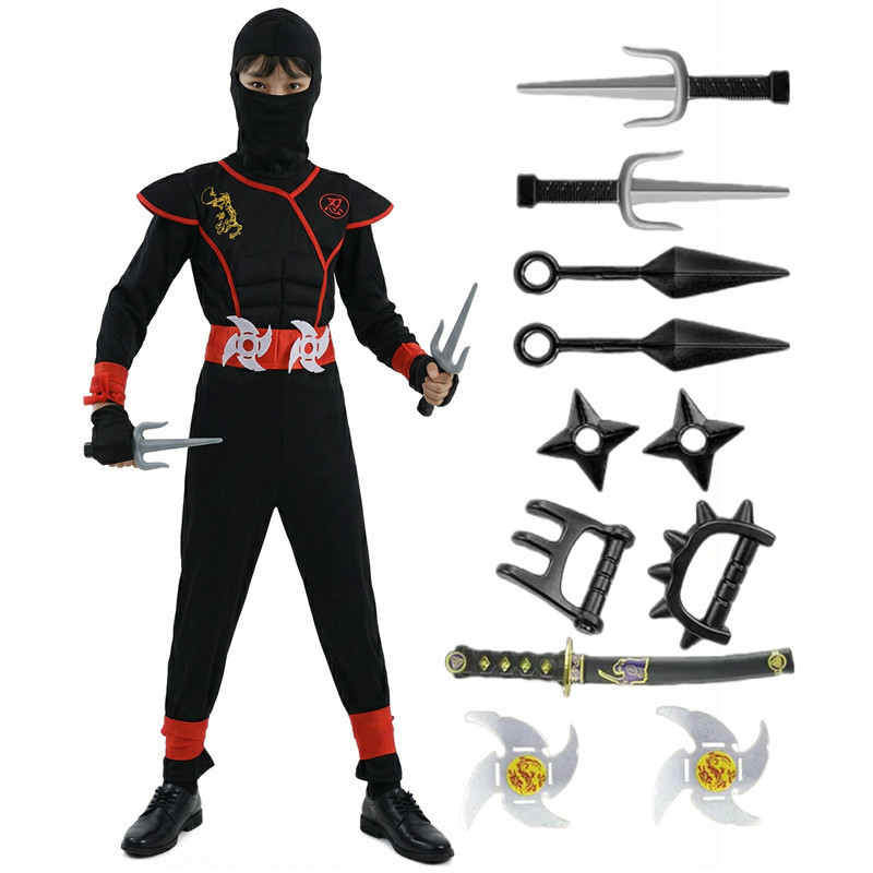 子供用黒と青の忍者コスチューム ハロウィンコスプレパーティー - Kids Toys Japan のレビューと価格