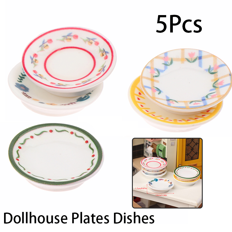 5 個 1/12 ドールハウスミニプレート食器モデルドールハ - Dollhouse Furniture Set のレビューと価格