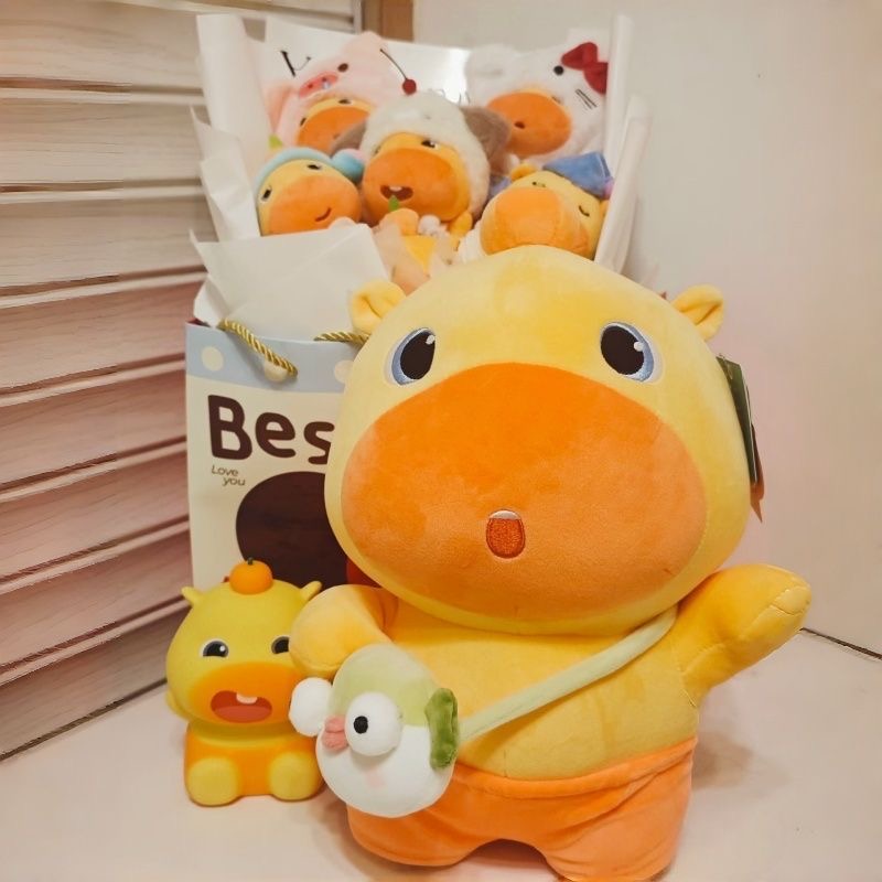 かわいい黄色のカピバラぬいぐるみセット、アボカドバードクロス - Kids Toys Yellow のレビューと価格