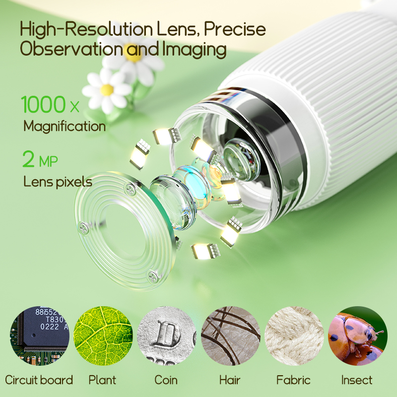 2.0 インチミニポケット顕微鏡 1000X 子供科学実験器 - Microscope Kids Science のレビューと価格