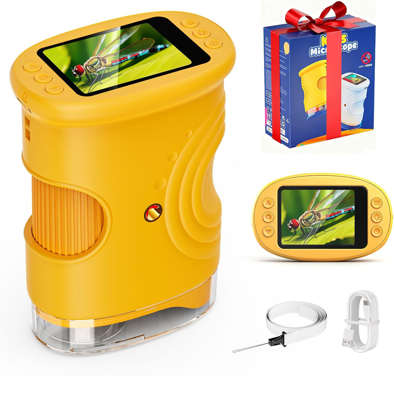 1000倍充電式子供用顕微鏡 2.0インチ画面 ハンドヘルド - Microscope Kids Science のレビューと価格
