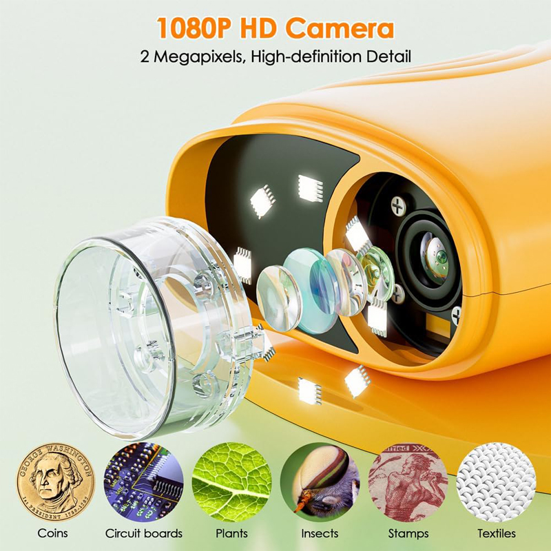 1000倍充電式子供用顕微鏡 2.0インチ画面 ハンドヘルド - Microscope Kids Science のレビューと価格