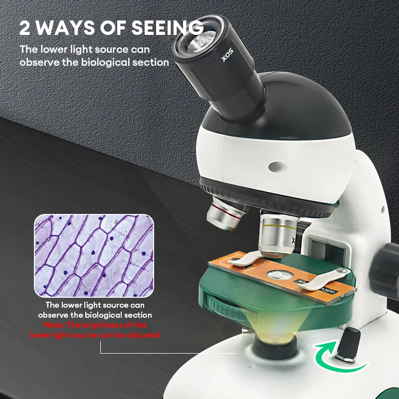 1200倍キッズ科学実験HD光学顕微鏡おもちゃキット、光付き - Microscope Kids Science のレビューと価格