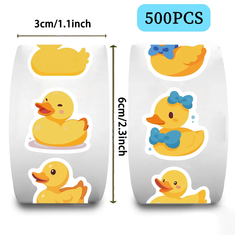 500 ピース/ロール漫画黄色アヒルロールステッカークリエイ - Kids Toys Yellow のレビューと価格