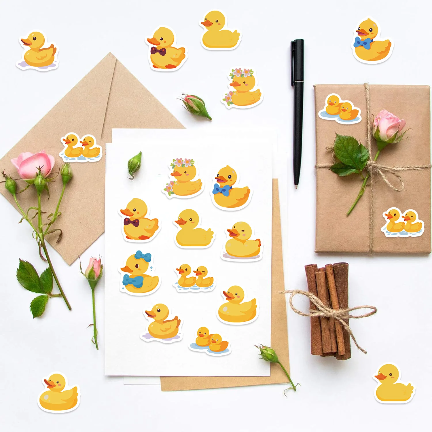 500 ピース/ロール漫画黄色アヒルロールステッカークリエイ - Kids Toys Yellow のレビューと価格