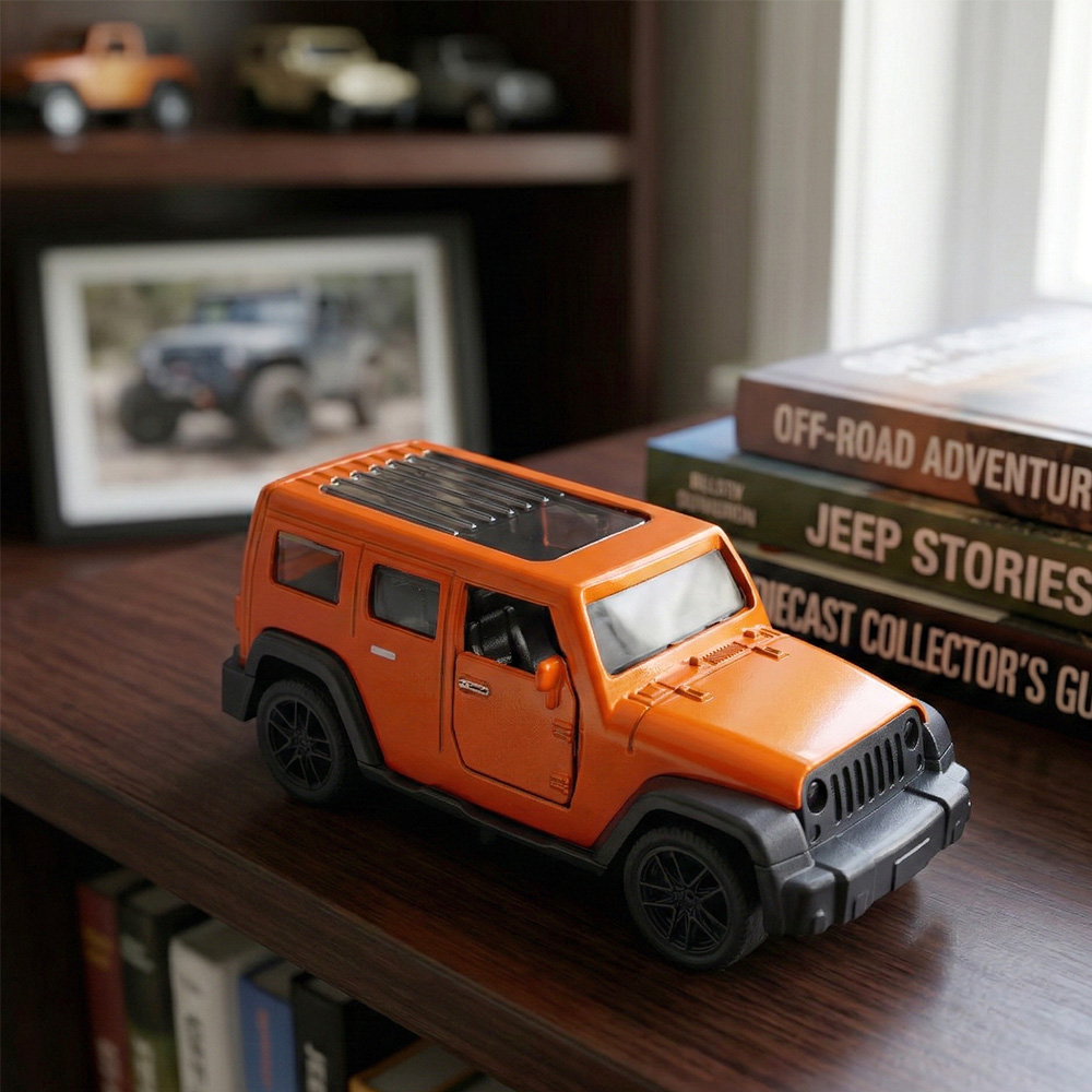 1:43 オレンジ色のジープ ラングラー ダイキャストモデル - Kids Toys Jeep のレビューと価格