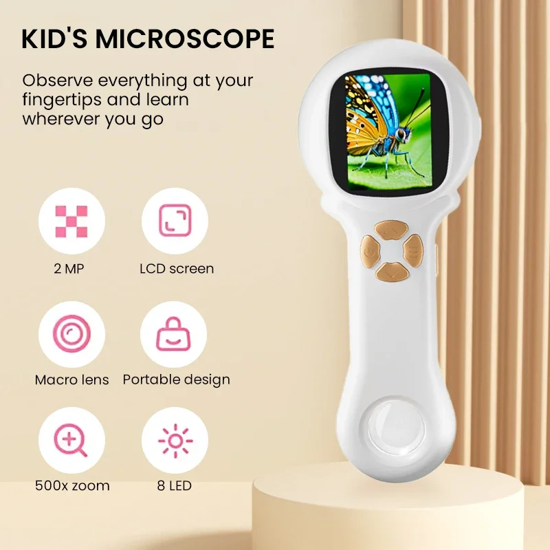 500X ハンドヘルド顕微鏡生物科学子供教育玩具 2 インチ - Microscope Kids Science のレビューと価格