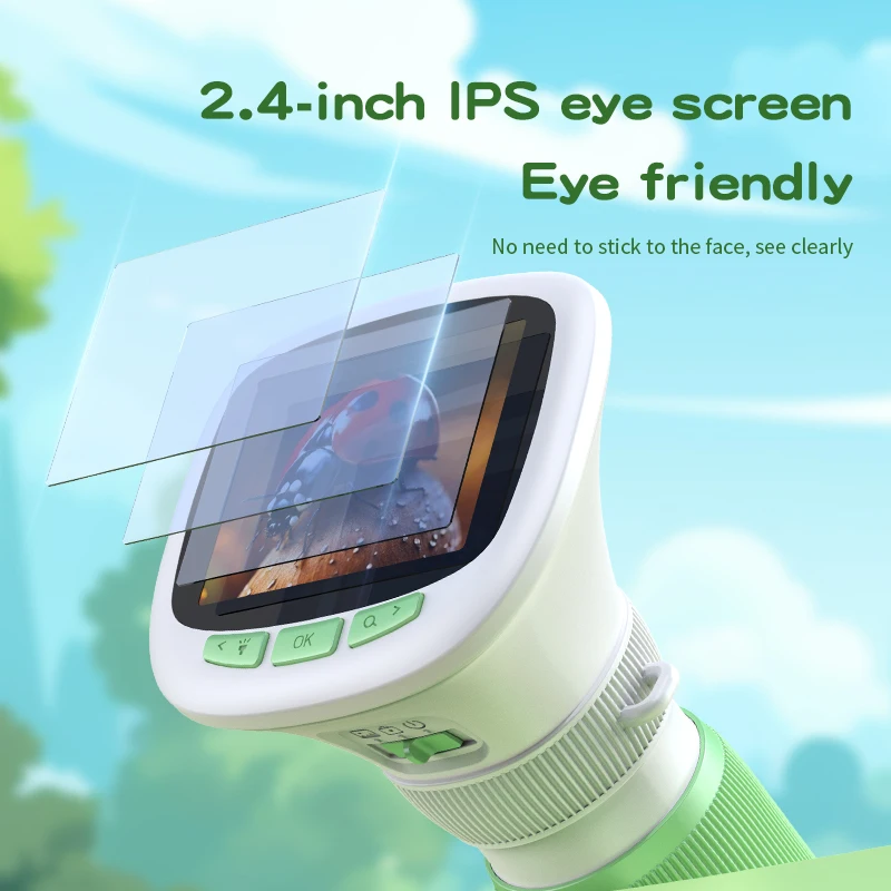 子供用ハンドヘルド顕微鏡 回転式フォーカスと2.4インチ高精 - Microscope Kids Science のレビューと価格