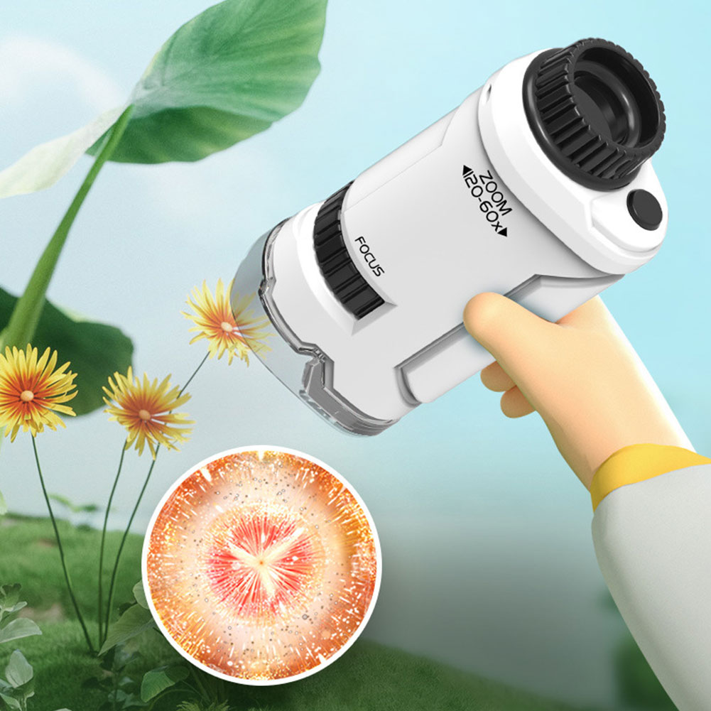 子供用ポケットハンドヘルド顕微鏡,LEDライト付き,科学教育 - Microscope Kids Science のレビューと価格