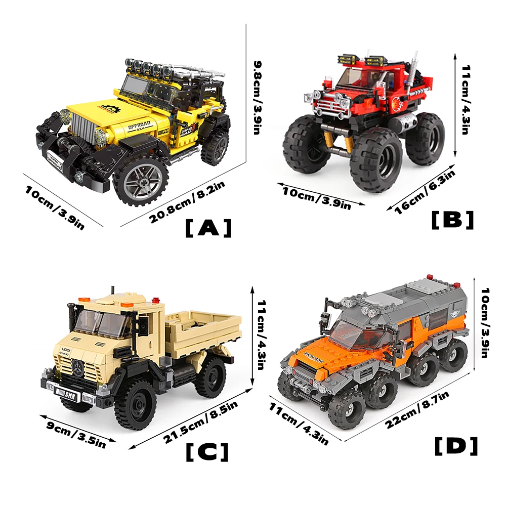 DIY 車のトラックビルディングブロックセットおもちゃ自己組 - Kids Toys Jeep のレビューと価格