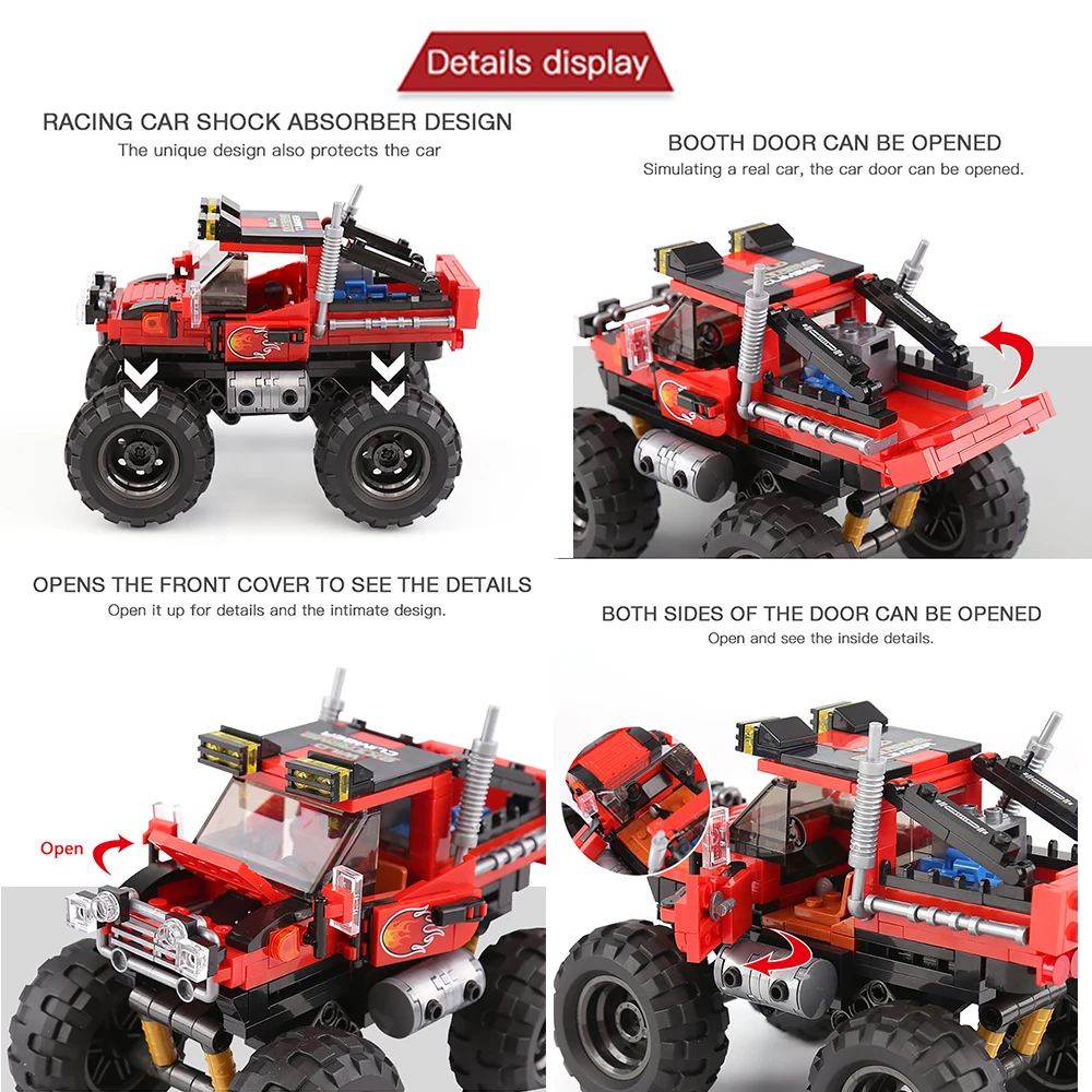 DIY 車のトラックビルディングブロックセットおもちゃ自己組 - Kids Toys Jeep のレビューと価格