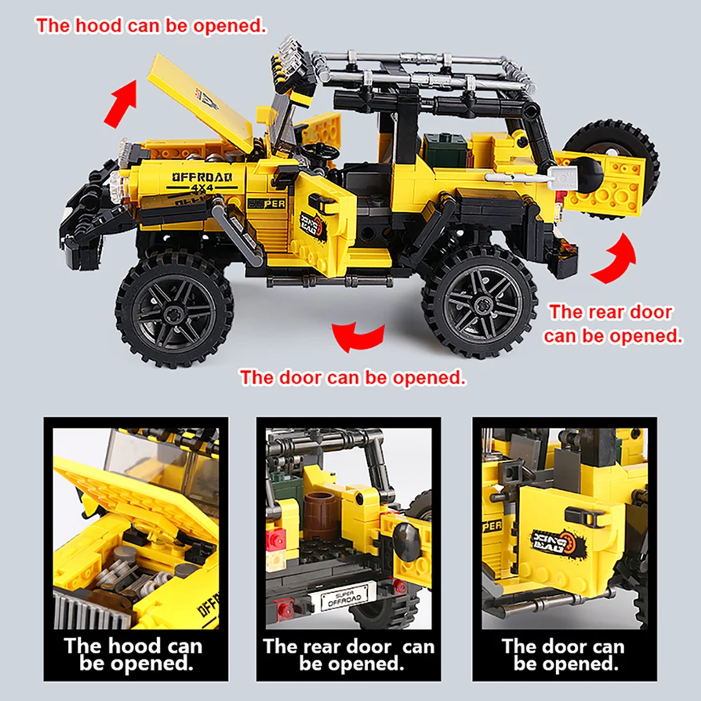 DIY 車のトラックビルディングブロックセットおもちゃ自己組 - Kids Toys Jeep のレビューと価格