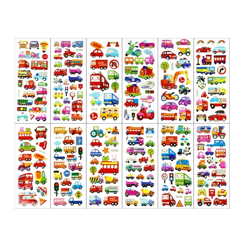 6 個漫画消防士車のステッカー子供のための教育装飾日記ノート - Kids Toys Yellow のレビューと価格